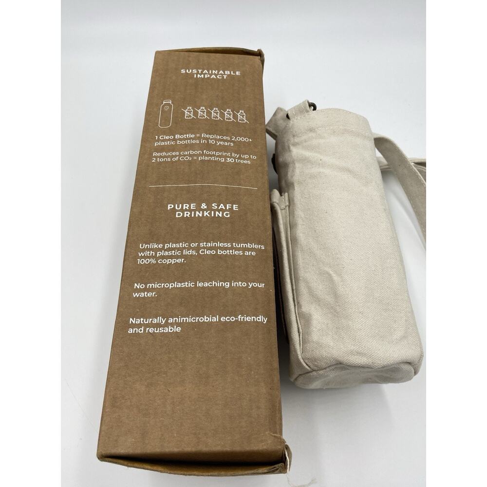 CLEO HOME Copper Water Bottle Ayurvedic Canvas Carrying Bag Holder Set Box - Picture 7 of 9